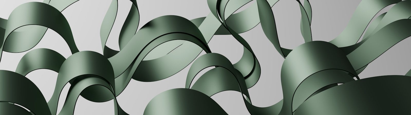 A computer generated image of a wave of green ribbon